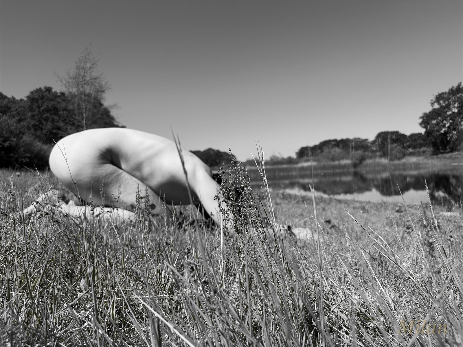 Milan in a submissive pose